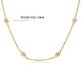 Front view of Station CZ Station Necklace in Sterling Silver, Yellow Gold Flashed / 16 inch + 2 inch extension