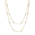 Station CZ Station Necklace in Sterling Silver, Yellow Gold Flashed / 36 inch