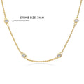 Front view of Station CZ Station Necklace in Sterling Silver, Yellow Gold Flashed / 36 inch