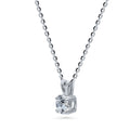 Front view of Solitaire CZ Necklace in Sterling Silver, Round Cut / Clear