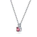 Front view of Solitaire CZ Necklace in Sterling Silver, Round Cut / Red