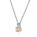 Front view of Solitaire CZ Necklace in Sterling Silver, Round Cut / Yellow