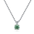 Solitaire CZ Necklace in Sterling Silver, Round Cut / Green