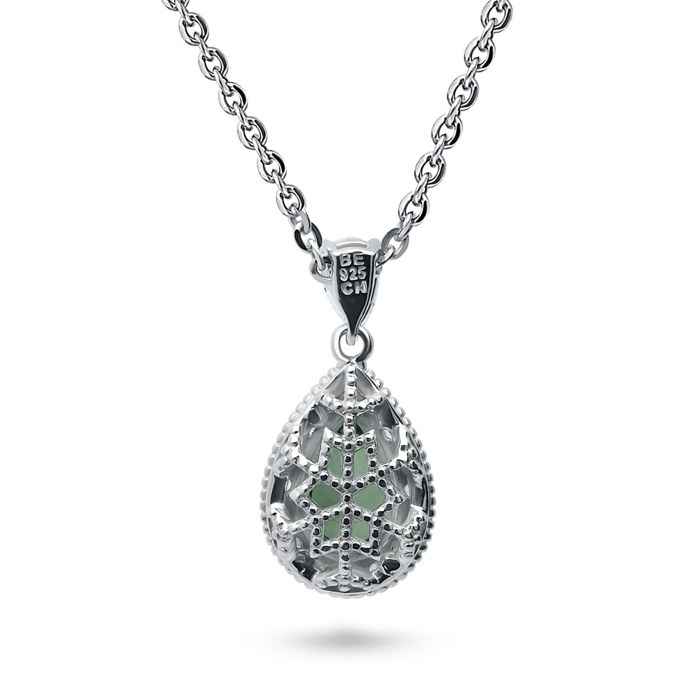 Angle view of Halo Pear CZ Necklace in Sterling Silver, 9 of 15