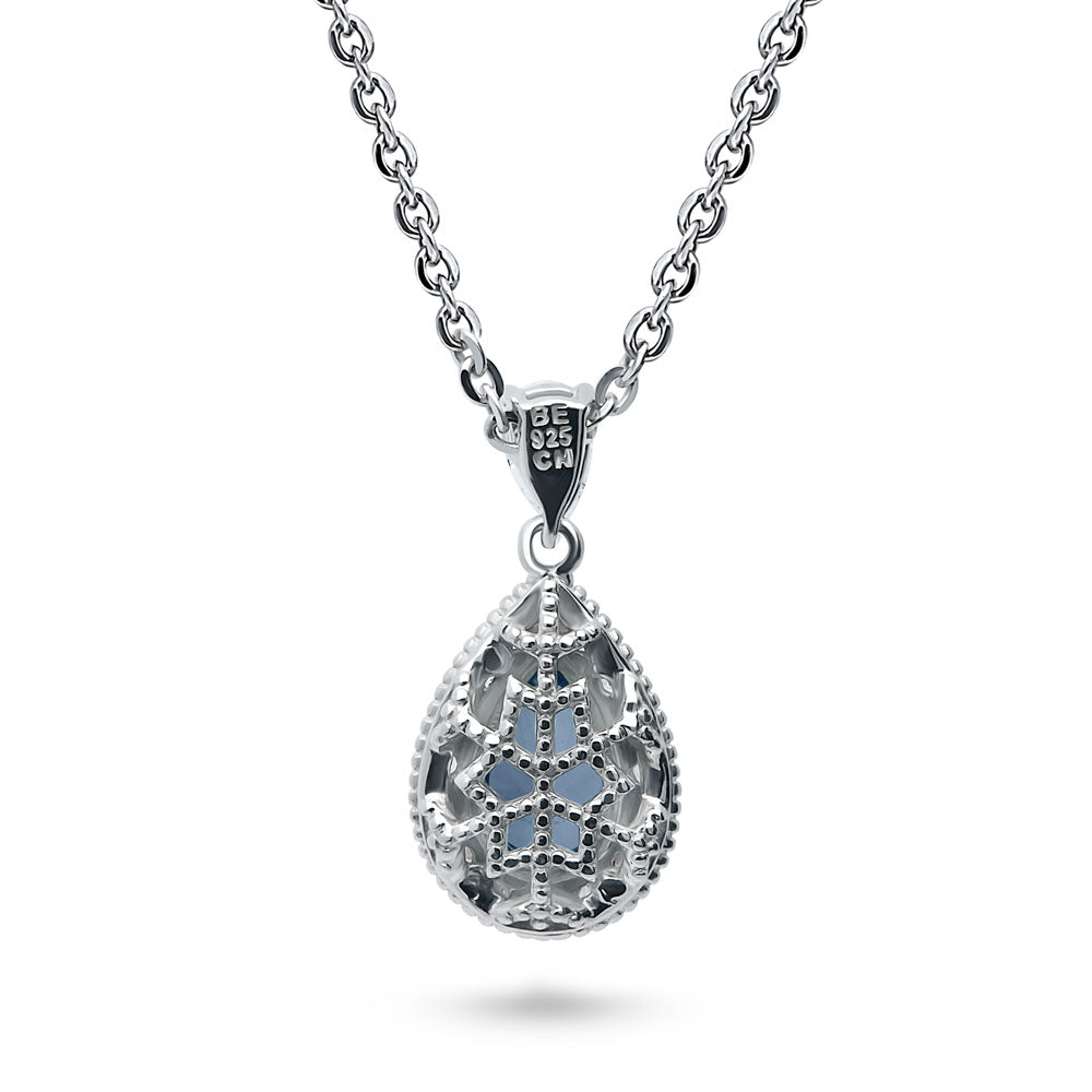 Angle view of Halo Pear CZ Necklace in Sterling Silver, 10 of 15