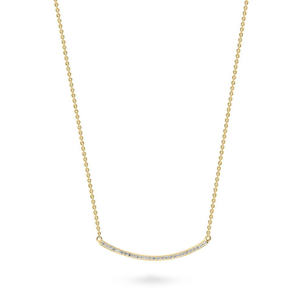 Bar CZ Pendant Necklace in Sterling Silver