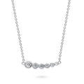 Front view of Bubble Graduated CZ Necklace in Sterling Silver, Rhodium Plated