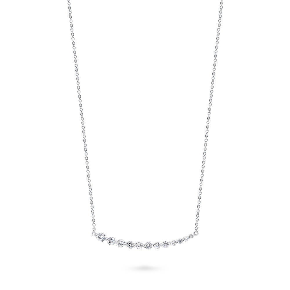 Graduated Bar CZ Necklace in Sterling Silver