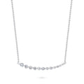 Front view of Graduated Bar CZ Necklace in Sterling Silver, Rhodium Plated