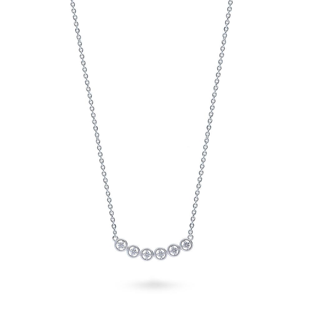 Bubble CZ Pendant Necklace in Sterling Silver, Rhodium Plated