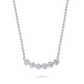 Front view of Bubble CZ Pendant Necklace in Sterling Silver, Rhodium Plated