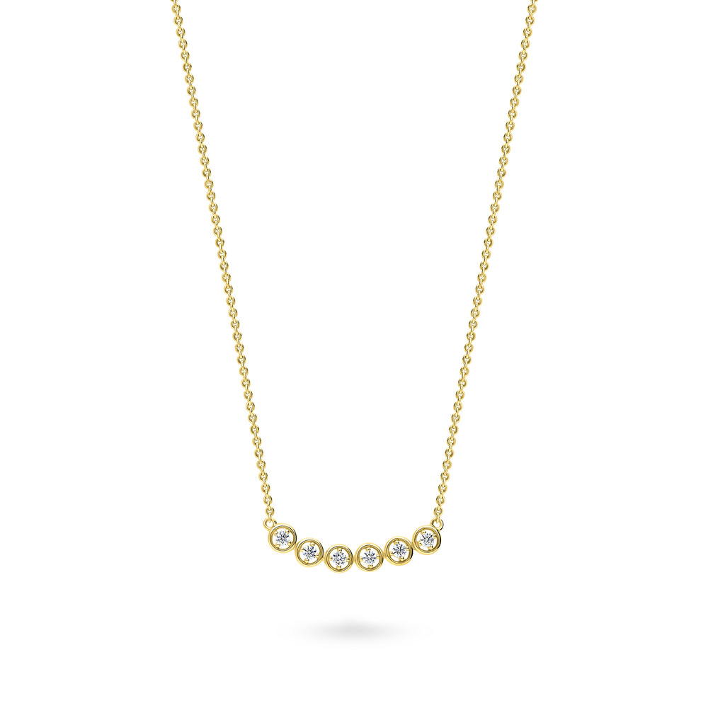 Bubble CZ Pendant Necklace in Sterling Silver, Yellow Gold Flashed