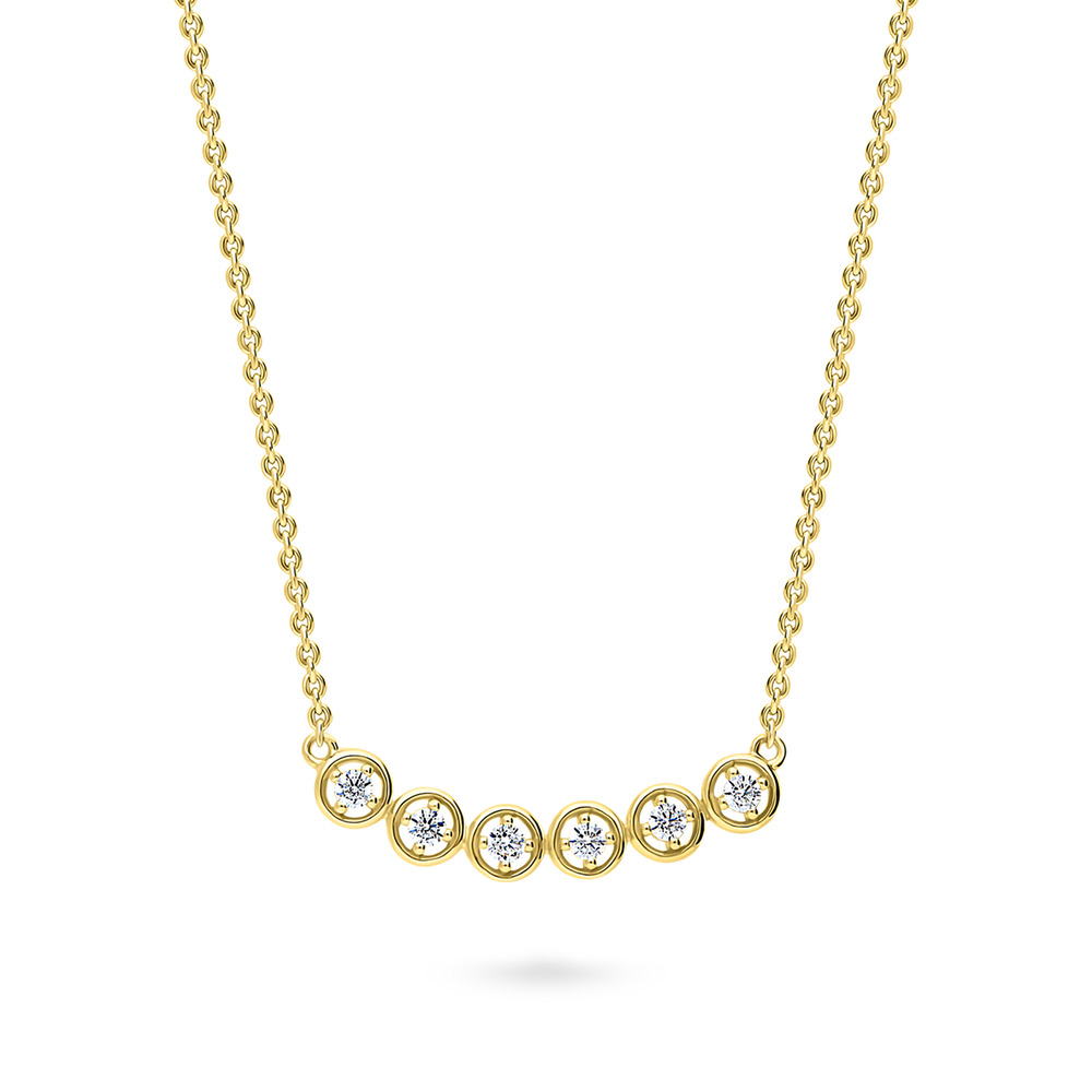 Front view of Bubble CZ Pendant Necklace in Sterling Silver, Yellow Gold Flashed