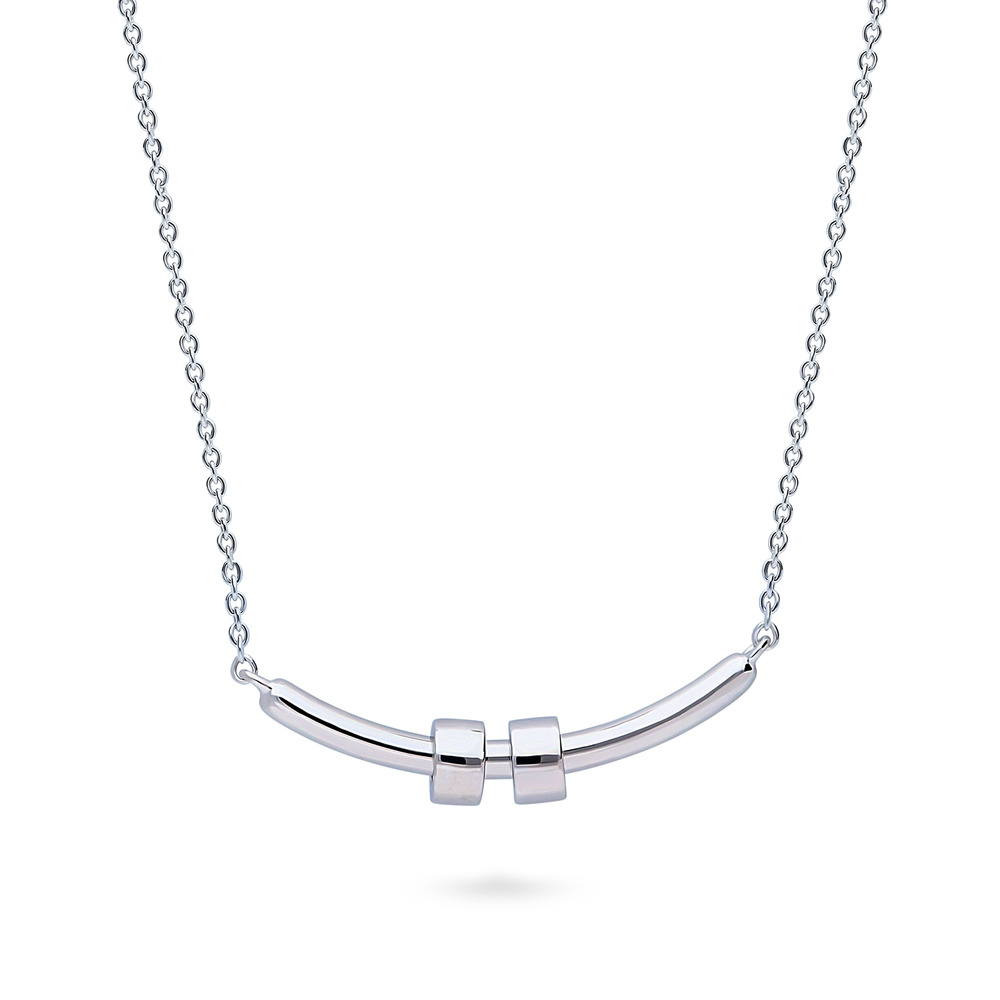 Front view of Bar Necklace in Sterling Silver, Rhodium Plated