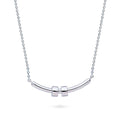 Front view of Bar Necklace in Sterling Silver, Rhodium Plated