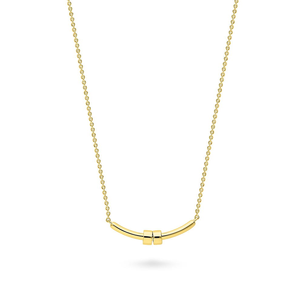 Bar Necklace in Sterling Silver, Yellow Gold Flashed