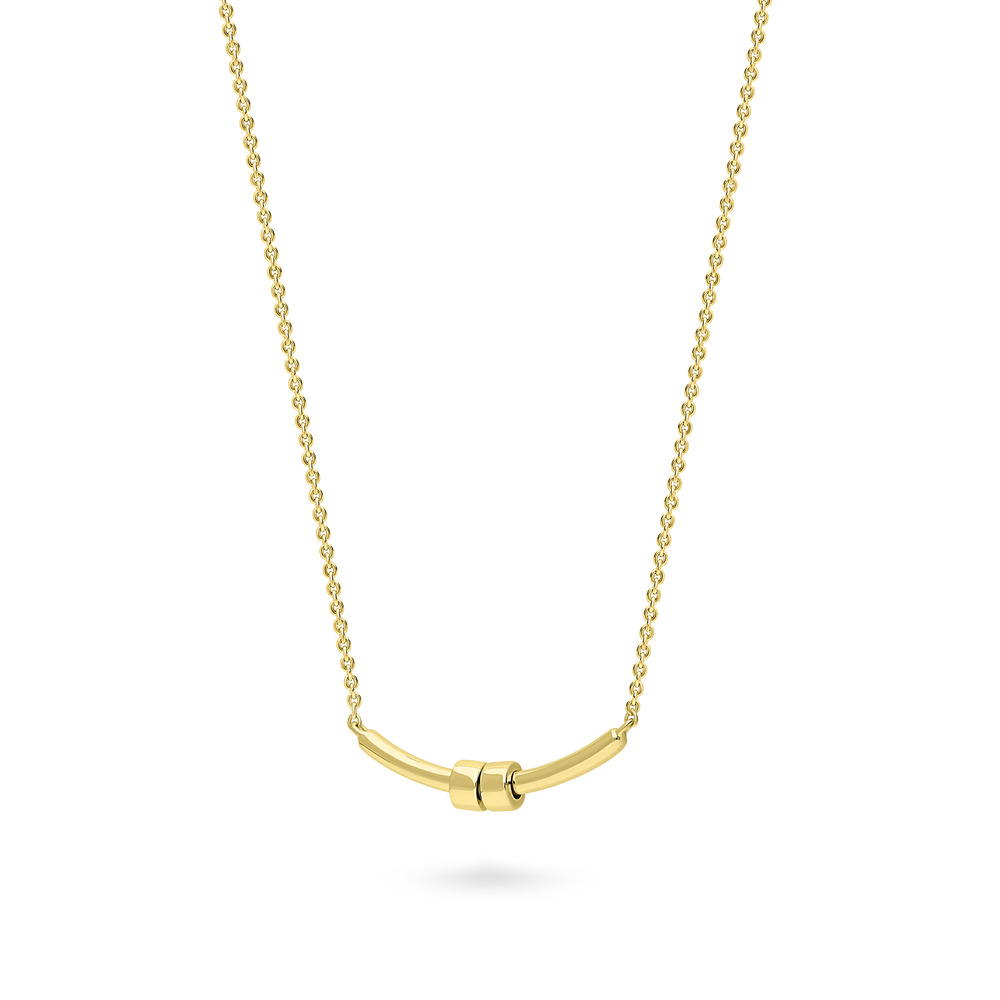 Angle view of Bar Necklace in Sterling Silver, Yellow Gold Flashed