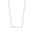 Bar CZ Pendant Necklace in Sterling Silver, Rhodium Plated