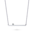 Front view of Bar CZ Pendant Necklace in Sterling Silver, Rhodium Plated