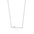 Angle view of Bar CZ Pendant Necklace in Sterling Silver, Rhodium Plated