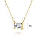 Solitaire East-West Emerald Cut CZ Necklace in Sterling Silver, Gold Flashed