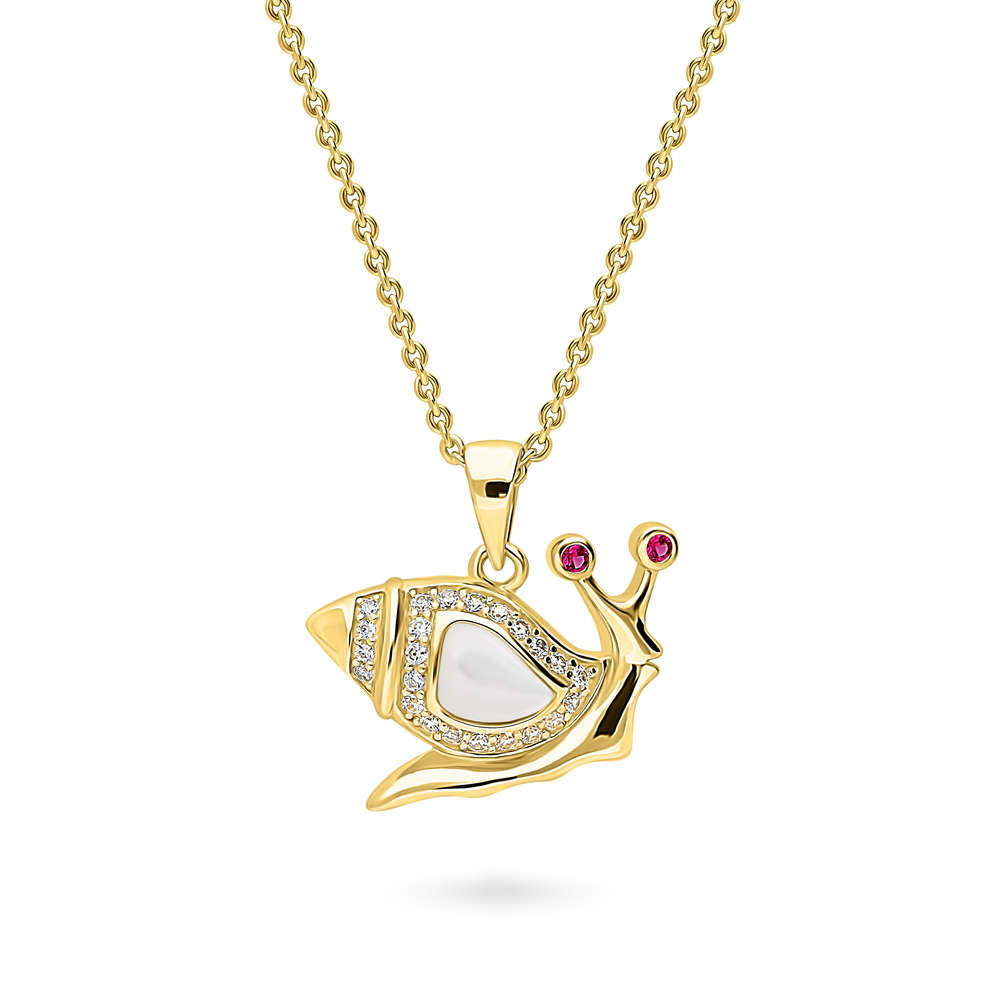 Snail Mother Of Pearl Necklace in Sterling Silver