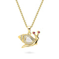 Snail Mother Of Pearl Necklace in Sterling Silver, Yellow Gold Flashed