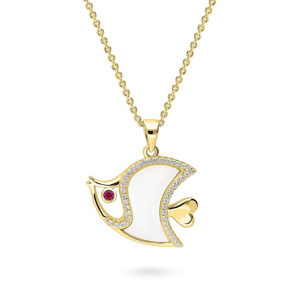 Fish Mother Of Pearl Necklace in Sterling Silver