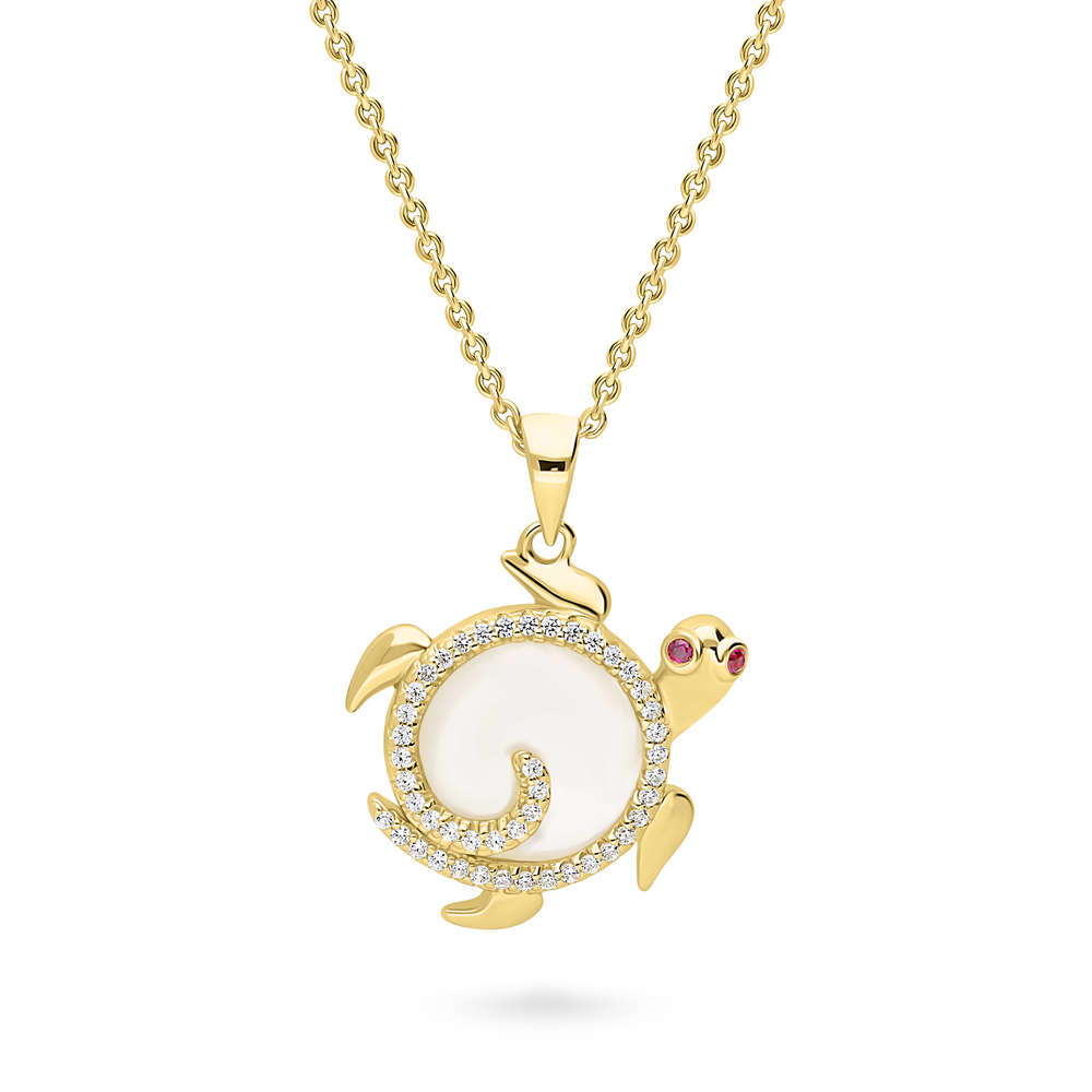 Turtle Mother Of Pearl Necklace in Sterling Silver