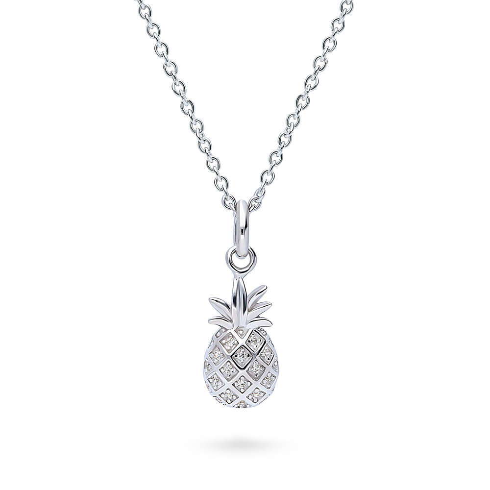 Pineapple CZ Necklace in Sterling Silver