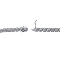 Front view of Cable CZ Tennis Necklace in Sterling Silver 17 inch, Rhodium Plated