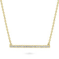 Bar CZ Pendant Necklace in Sterling Silver, Yellow Gold Flashed