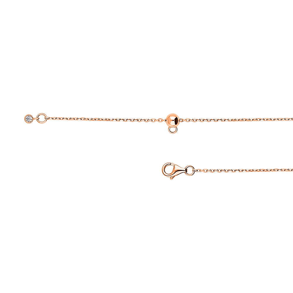 Angle view of Bar CZ Pendant Necklace in Sterling Silver, Rose Gold Flashed