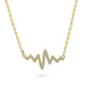 Heartbeat CZ Necklace in Sterling Silver, Yellow Gold Flashed