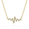 Front view of Heartbeat CZ Necklace in Sterling Silver, Yellow Gold Flashed