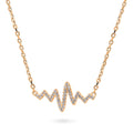 Front view of Heartbeat CZ Necklace in Sterling Silver, Rose Gold Flashed