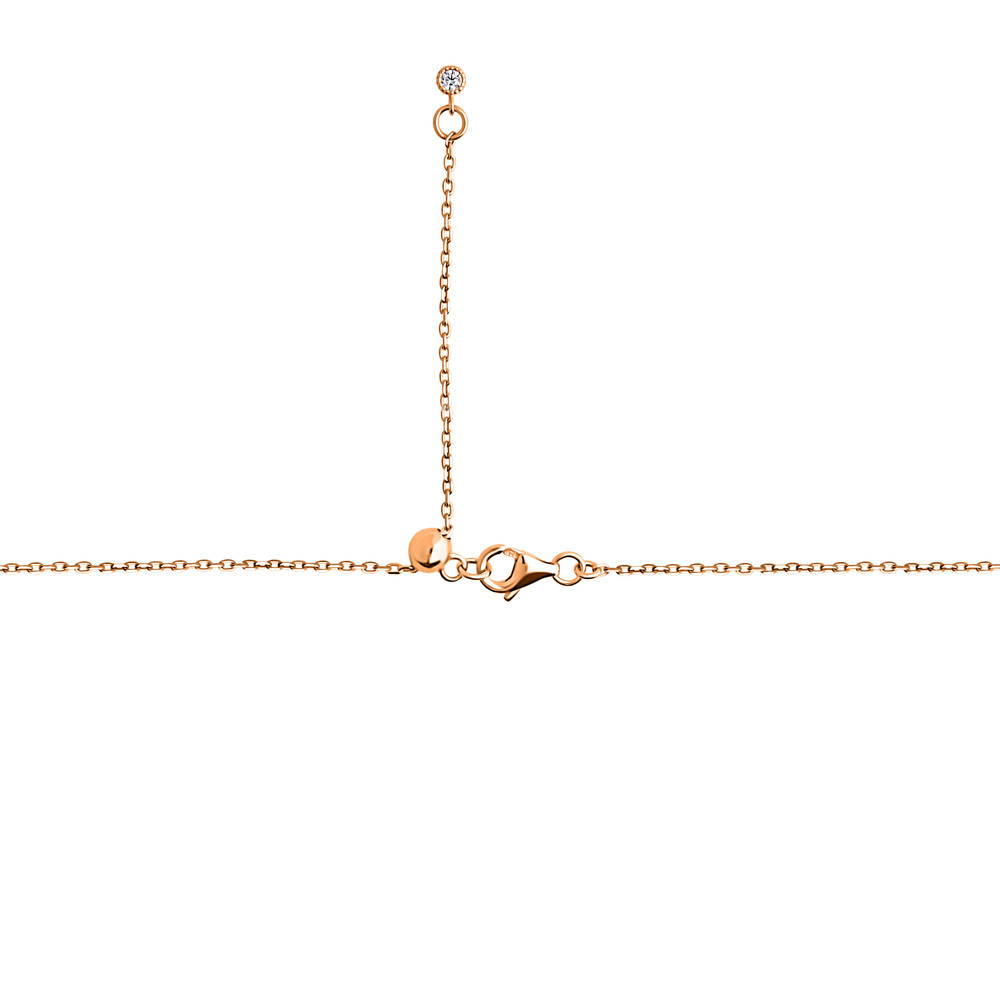 Alternate view of Flower CZ Station Necklace in Sterling Silver, Rose Gold Flashed