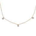 Side view of Flower CZ Station Necklace in Sterling Silver, Rose Gold Flashed