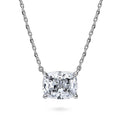 Solitaire East-West 3.5ct Radiant CZ Necklace in Sterling Silver, Rhodium Plated