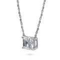 Front view of Solitaire East-West 3.5ct Radiant CZ Necklace in Sterling Silver, Rhodium Plated