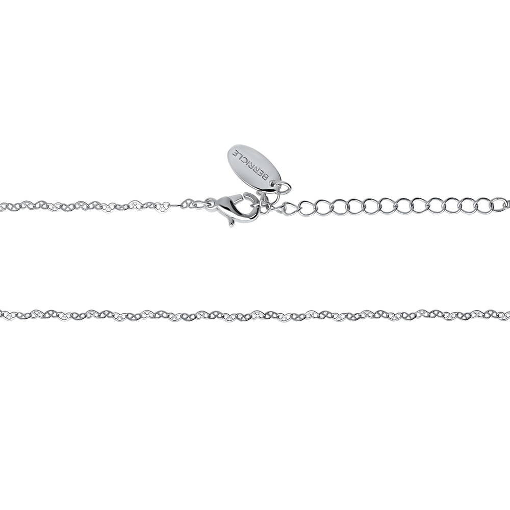 Front view of Heart Link Chain Necklace, Rhodium Plated