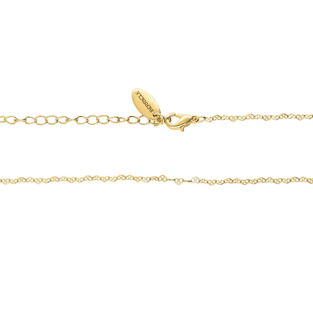 Front view of Heart Link Chain Necklace, Yellow Gold Flashed