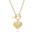 Angle view of Heart Paperclip Chain Necklace, 2 Piece, Yellow Gold Flashed