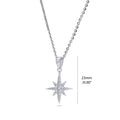 Front view of North Star CZ Necklace and Earrings in Sterling Silver, Rhodium Plated