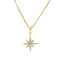 North Star CZ Necklace and Earrings in Sterling Silver, Yellow Gold Flashed