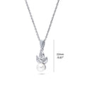 Front view of Leaf Imitation Pearl Necklace in Sterling Silver, Rhodium Plated