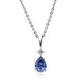 Solitaire Pear Necklace in Sterling Silver 1ct, Tanzanite Color