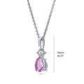 Front view of Solitaire Pear Necklace in Sterling Silver 1ct, Purple Color