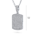 Front view of Dog Tag CZ Necklace, Rhodium Plated, Clear Stone