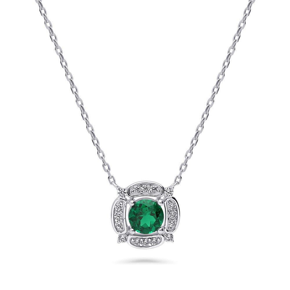 Flower Halo CZ Necklace in Sterling Silver